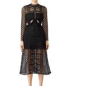 Self-portrait Lace Illusion Midi Dress